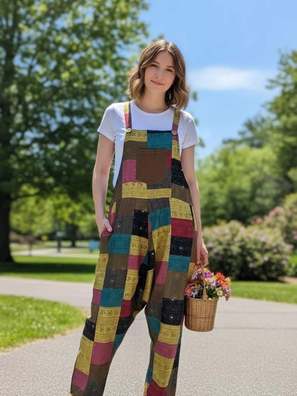 Etro Multicolor Patchwork Boho Overalls Jumpsuit